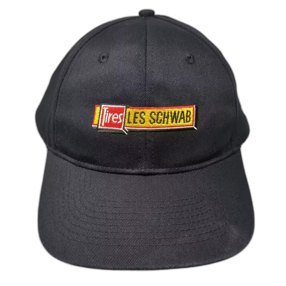 GO USA Snapback Hat Black Yellow OS Embroidered Les Schwab Tires Logo Adjustable